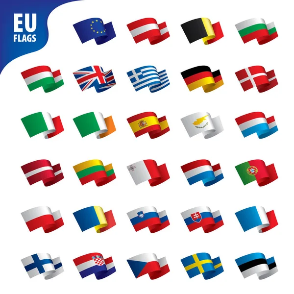 Banderas de la Unión Europea — Vector de stock