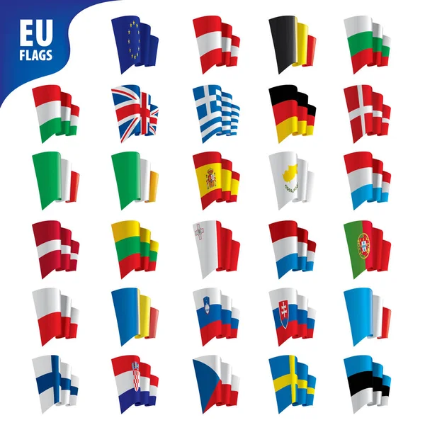 Banderas de la Unión Europea — Vector de stock