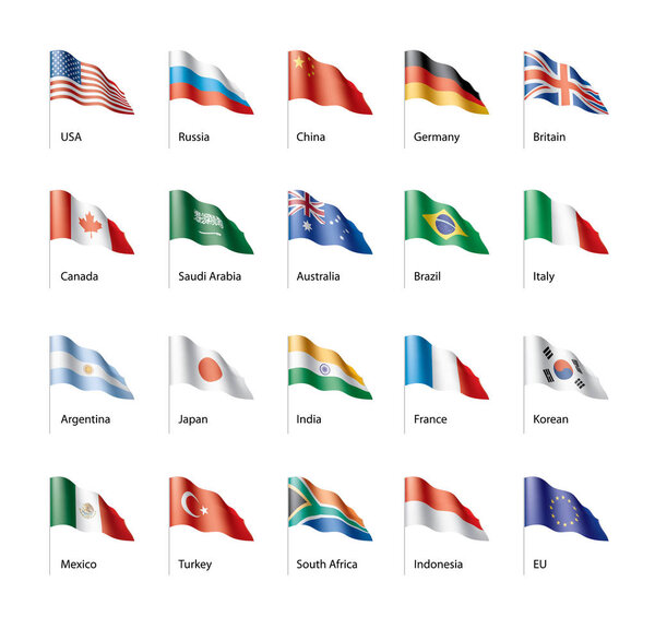 векторный набор флагов "Группы двадцати"
