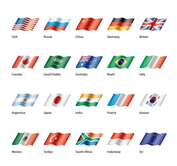 Διάνυσμα σύνολο σημαιών της G20 — Διανυσματικό Αρχείο