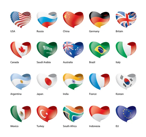 Vector set of flags of the G20 — Stock Vector