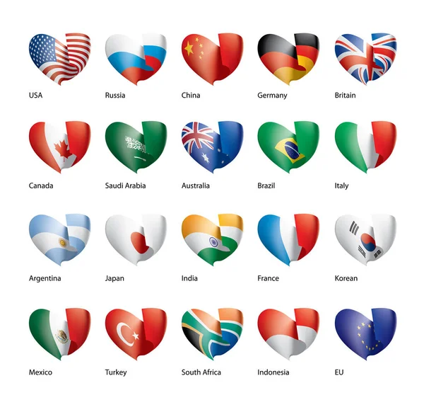 Vector set of flags of the G20 — Stock Vector