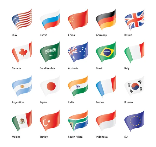 Vector set vlaggen van de G20 — Stockvector