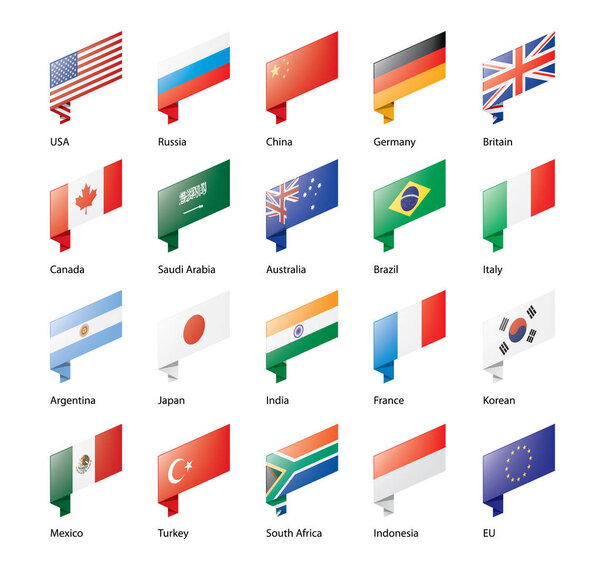 векторный набор флагов "Группы двадцати"
