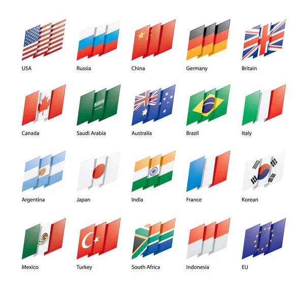 Insieme vettoriale di bandiere del G20 — Vettoriale Stock