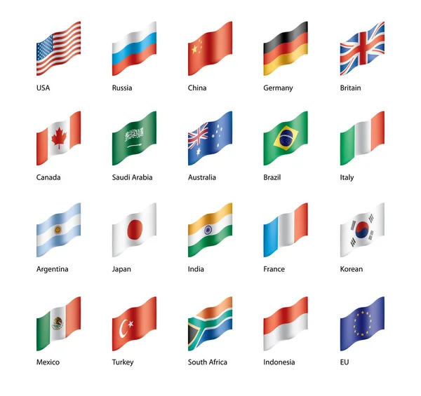 Vector set of flags of the G20 — Stock Vector