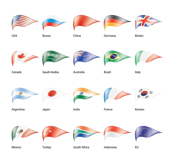 Conjunto vectorial de banderas del G20 — Archivo Imágenes Vectoriales