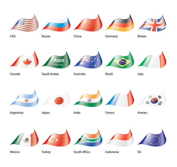 Conjunto vetorial de bandeiras do G20 — Vetor de Stock