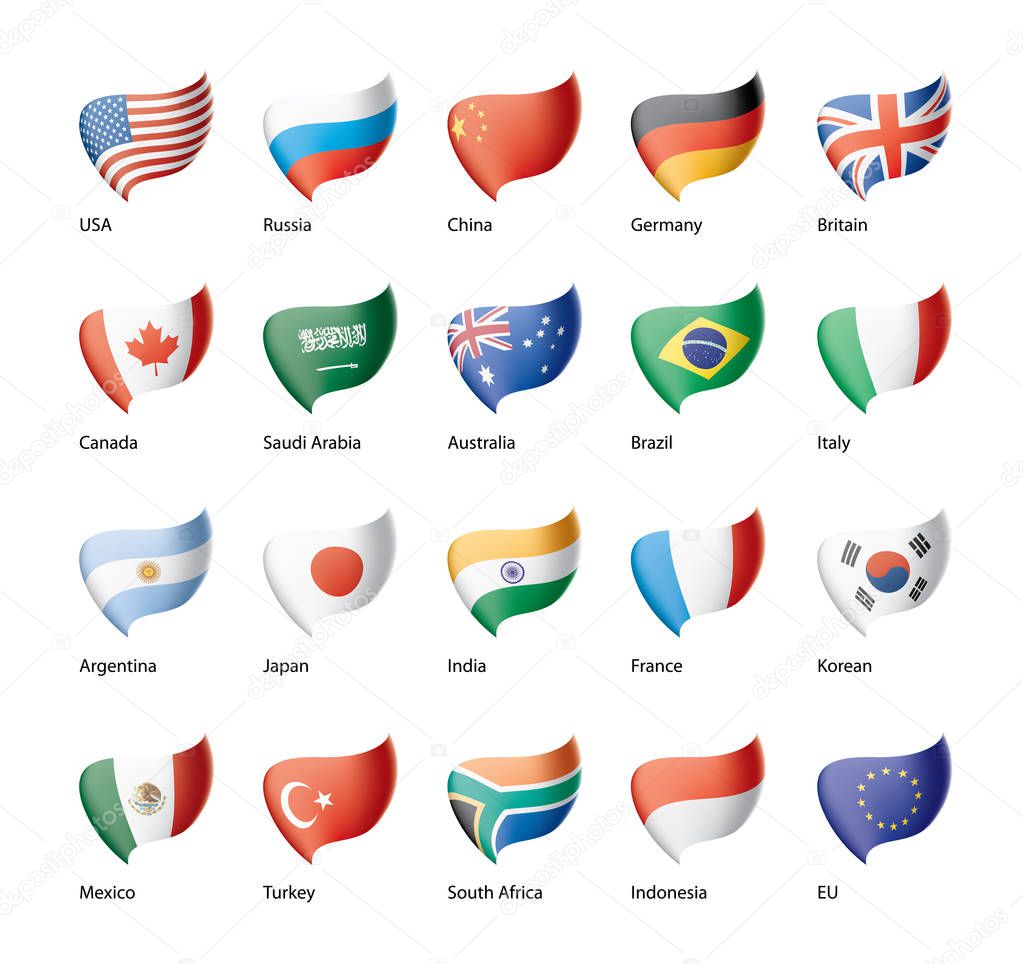 vector set of flags of the G20