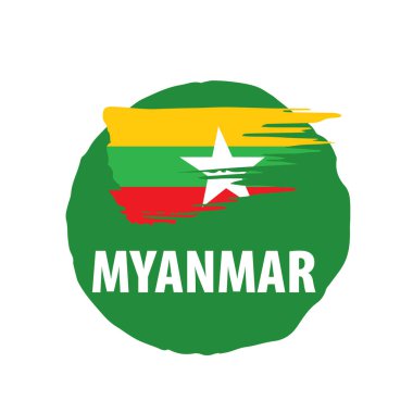Myanmar bayrağı, beyaz bir arka plan üzerinde vektör çizim