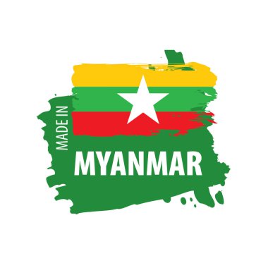 Myanmar bayrağı, beyaz bir arka plan üzerinde vektör çizim
