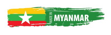 Myanmar bayrağı, beyaz bir arka plan üzerinde vektör çizim