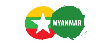 Myanmar bayrağı, beyaz bir arka plan üzerinde vektör çizim