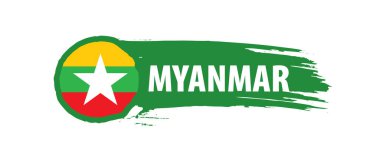 Myanmar bayrağı, beyaz bir arka plan üzerinde vektör çizim