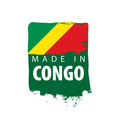 Beyaz arkaplanda Kongo bayrağı, vektör illüstrasyonu