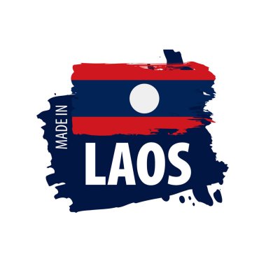 Laos bayrağı, beyaz bir arka plan üzerinde vektör çizim