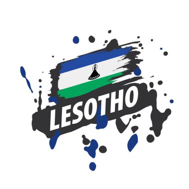 Lesoto bayrağı, beyaz bir arka plan üzerinde vektör çizim