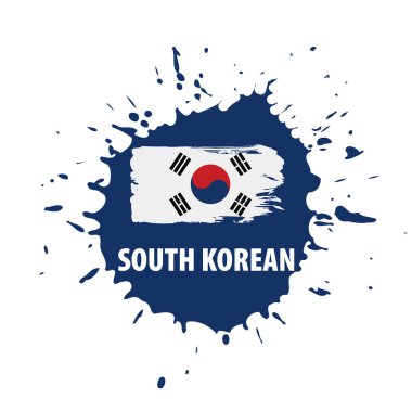 Güney Kore bayrağı, beyaz bir arka plan üzerinde vektör çizim