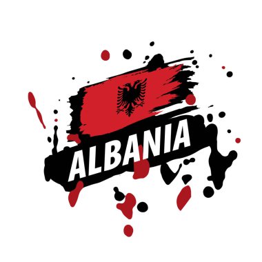 Arnavutluk bayrağı, beyaz bir arka plan üzerinde vektör çizim