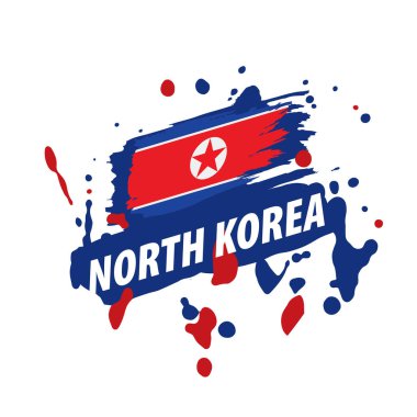 Kuzey Kore bayrağı, beyaz arkaplanda vektör illüstrasyonu