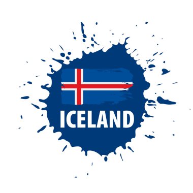İzlanda bayrağı, beyaz arkaplanda vektör illüstrasyonu