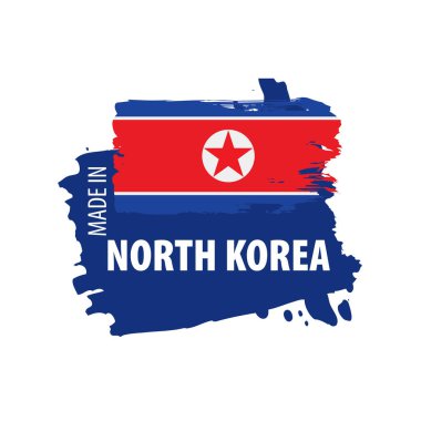 Kuzey Kore bayrağı, beyaz arkaplanda vektör illüstrasyonu