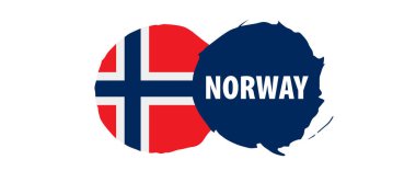Norveç bayrağı, beyaz bir arka plan üzerinde vektör çizim