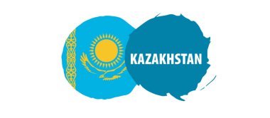Kazakistan bayrağı, beyaz arkaplanda vektör illüstrasyonu