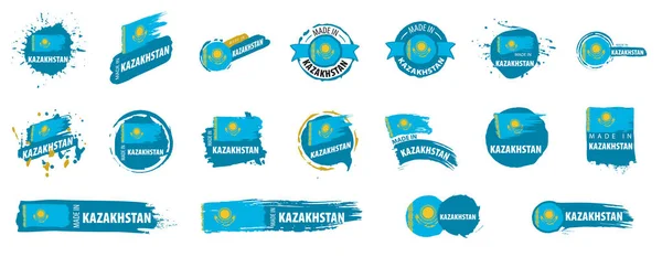 Kazachstan vlag, vector illustratie op een witte achtergrond — Stockvector