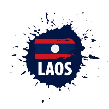 Laos bayrağı, beyaz bir arka plan üzerinde vektör çizim
