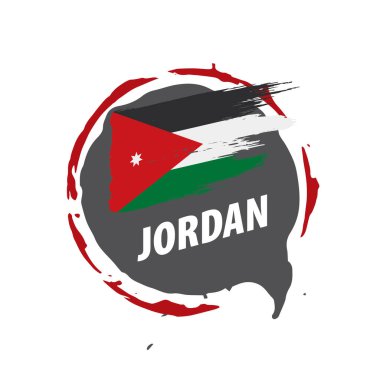 Ürdün bayrağı, beyaz arkaplanda vektör illüstrasyonu