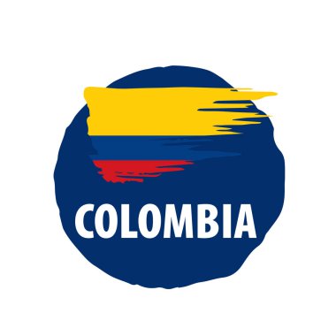Beyaz arka planda Kolombiya bayrağı, vektör illüstrasyonu