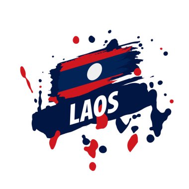Laos bayrağı, beyaz bir arka plan üzerinde vektör çizim