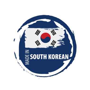 Güney Kore bayrağı, beyaz bir arka plan üzerinde vektör çizim