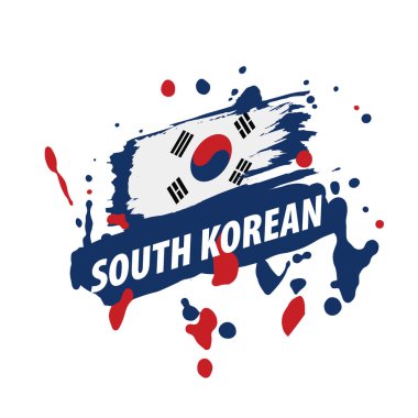 Güney Kore bayrağı, beyaz bir arka plan üzerinde vektör çizim