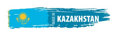 Kazakistan bayrağı, beyaz arkaplanda vektör illüstrasyonu