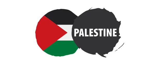 Bendera Palestina, ilustrasi vektor pada latar belakang putih - Stok Vektor