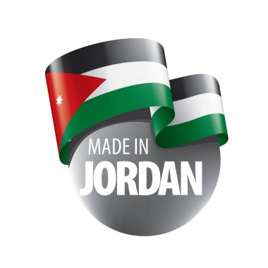 Ürdün bayrağı, beyaz arkaplanda vektör illüstrasyonu