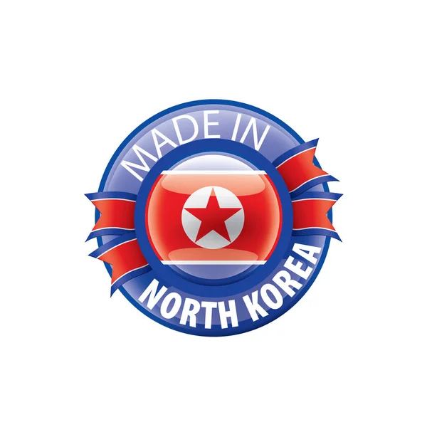 Kuzey Kore bayrağı, beyaz arkaplanda vektör illüstrasyonu — Stok Vektör
