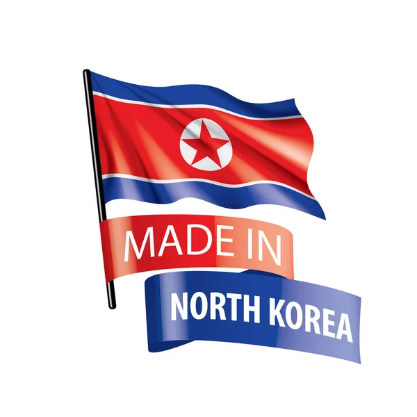 Bandeira da Coreia do Norte, ilustração vetorial sobre um fundo branco —  Vetores de Stock