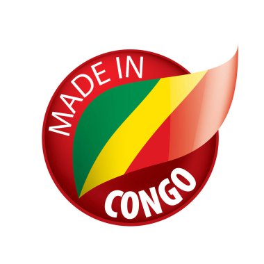 Beyaz arkaplanda Kongo bayrağı, vektör illüstrasyonu