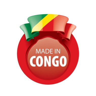 Beyaz arkaplanda Kongo bayrağı, vektör illüstrasyonu