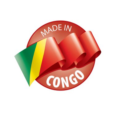 Beyaz arkaplanda Kongo bayrağı, vektör illüstrasyonu