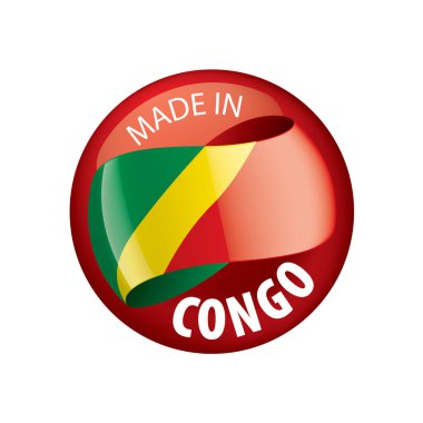 Beyaz arkaplanda Kongo bayrağı, vektör illüstrasyonu