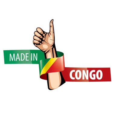 Beyaz arkaplanda Kongo bayrağı, vektör illüstrasyonu