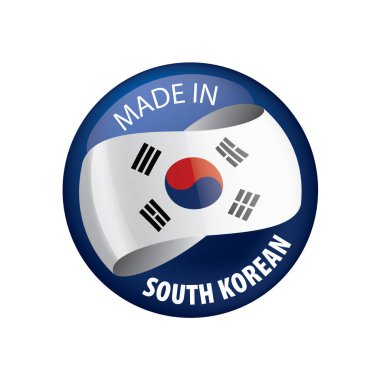 Güney Kore bayrağı, beyaz bir arka plan üzerinde vektör çizim