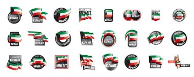 Beyaz arkaplanda Kuveyt bayrağı, vektör illüstrasyonu