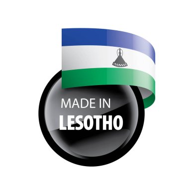 Lesoto bayrağı, beyaz bir arka plan üzerinde vektör çizim