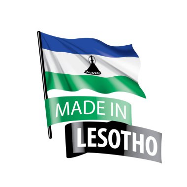 Lesoto bayrağı, beyaz bir arka plan üzerinde vektör çizim