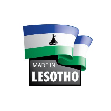 Lesoto bayrağı, beyaz bir arka plan üzerinde vektör çizim